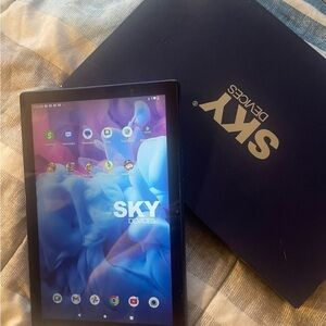 Tablet with Black and Blue Design